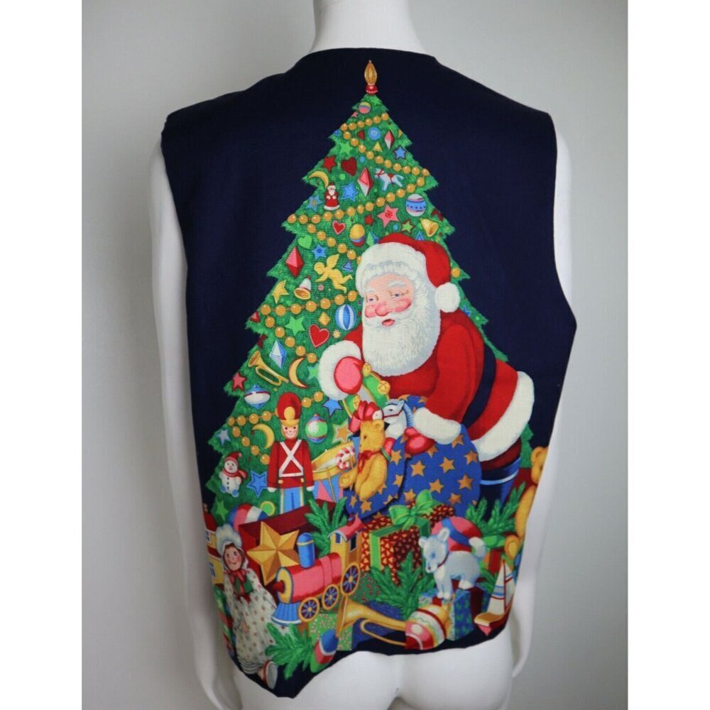 WOMEN'S CHRISTMAS TREE SANTA CLAUS THEMED COTTON VEST - SIZE M - Picture 5 of 5